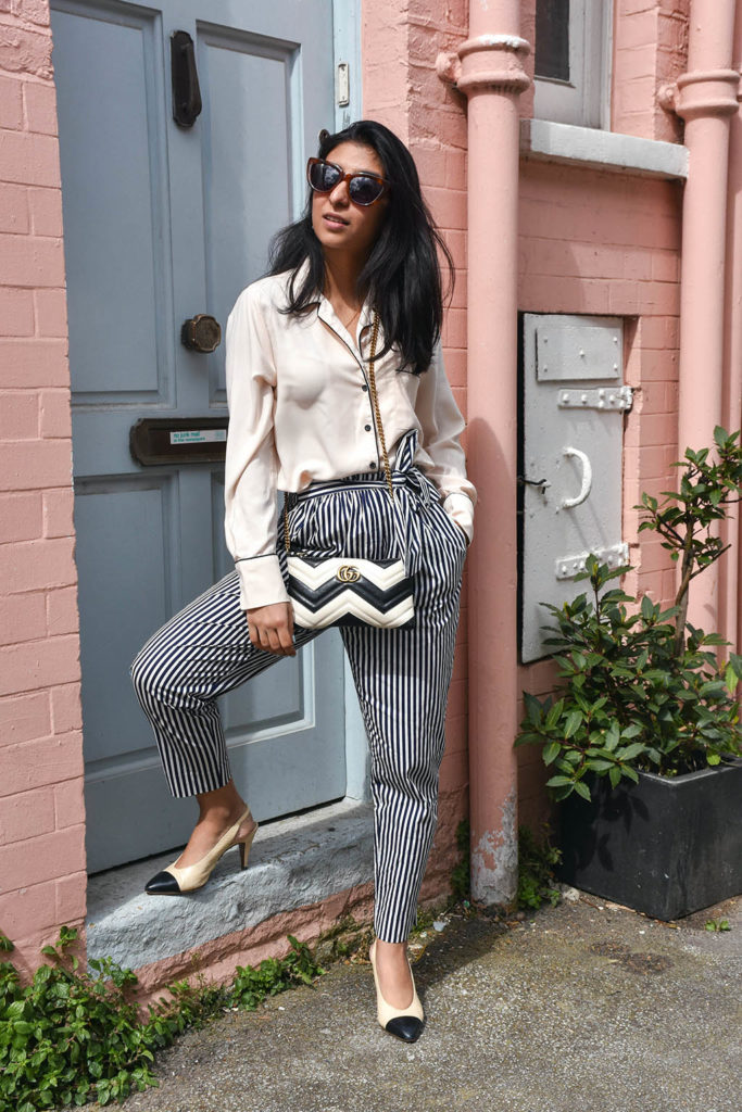 long striped pants outfit