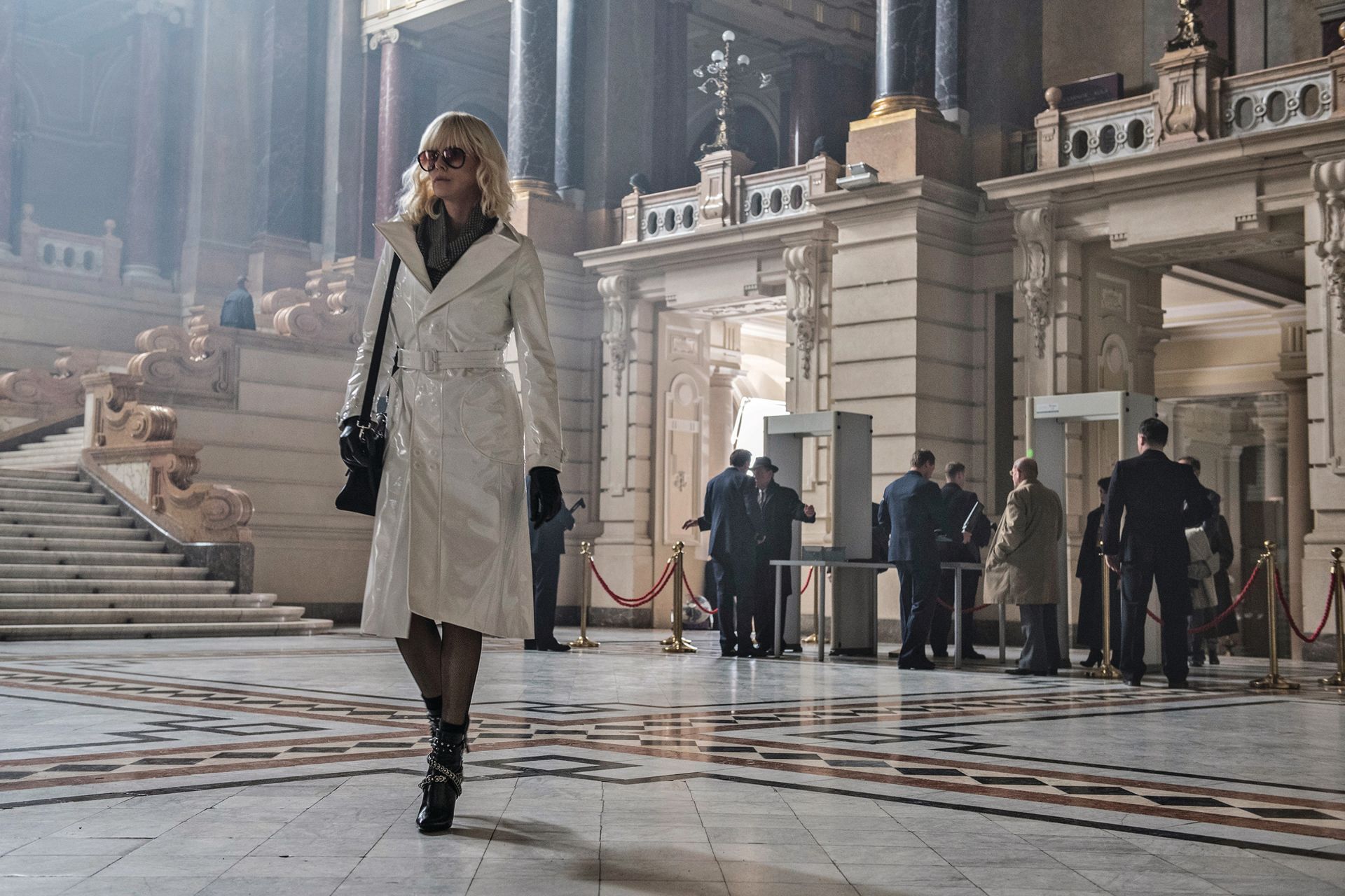 atomic-blonde-charlize-theron-white-trench-coat - The Silk Sneaker